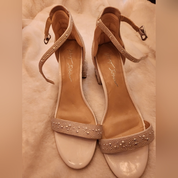 Blue Betsey Johnson Mari Pearl Heels Size 8 Wedding Shoes - Picture 5 of 5